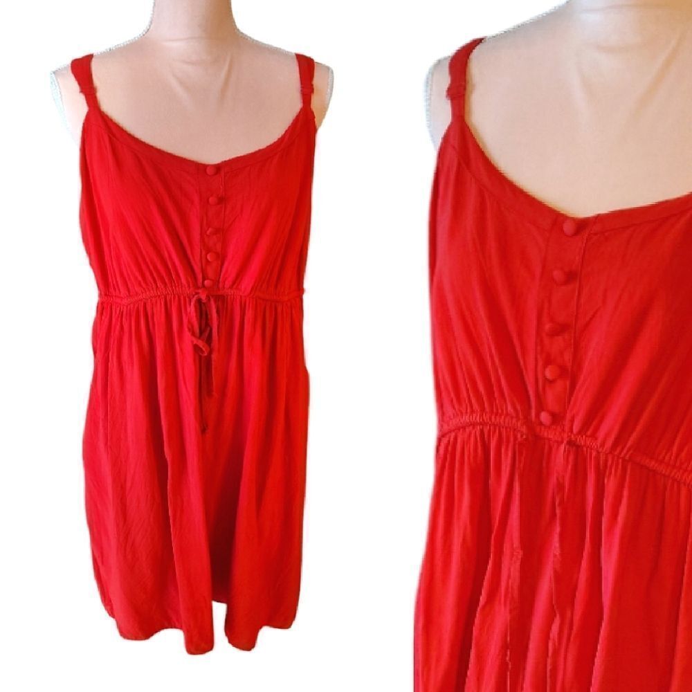 Torrid 2015 Red Sleeveless Tie Front Babydoll Summer Mini Dress Plus 3X